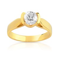 Bague solitaire or 750 jaune diamant 70/100e de carat 